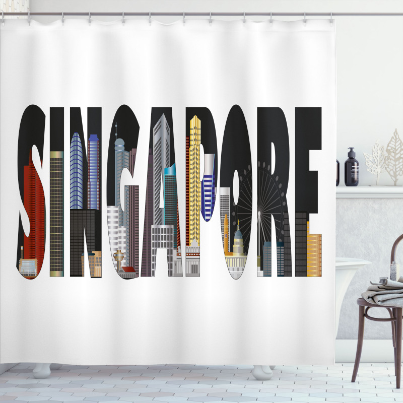 City Skyline in Lettering Shower Curtain