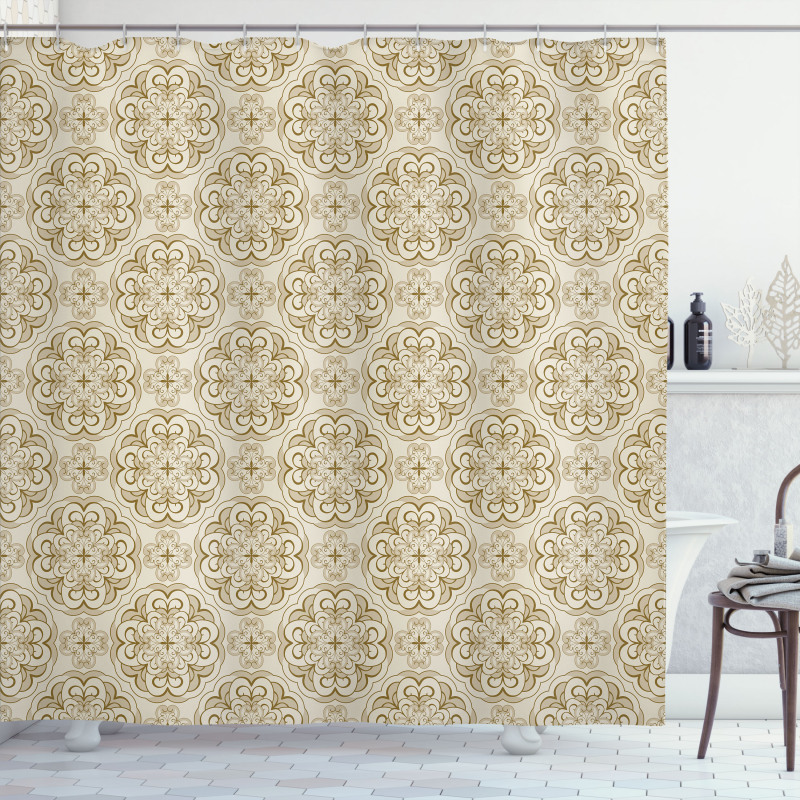 Baroque Floral Motif Shower Curtain