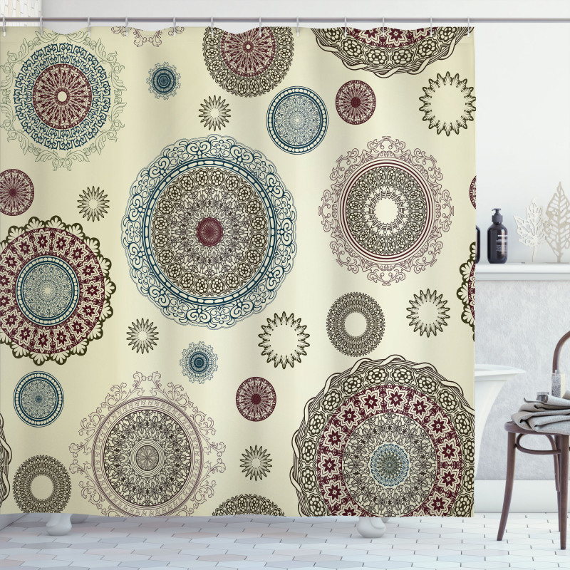 Oriental Round Motifs Shower Curtain