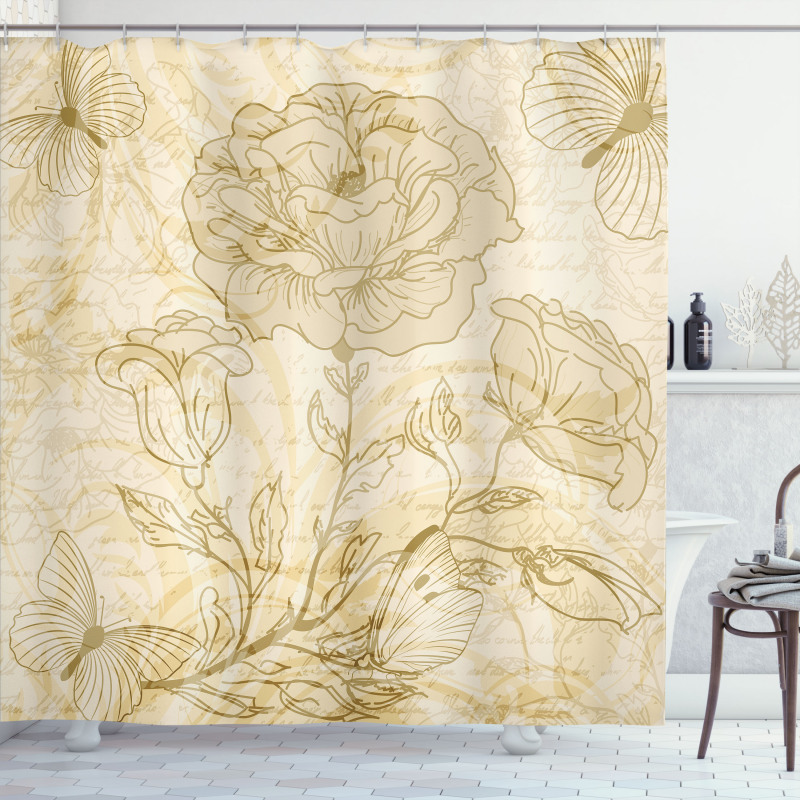Roses and Butterflies Shower Curtain