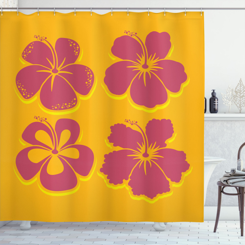 Hibiscus Flower Silhouettes Shower Curtain