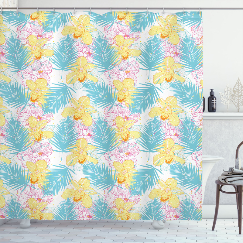 Orchids with Paint Spots Shower Curtain