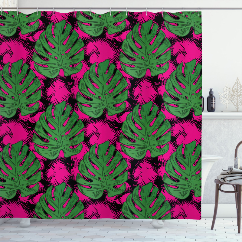 Big and Detailed Leaves Shower Curtain