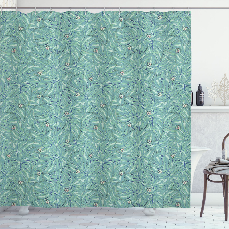 Jungle Leaves Hand Drawn Shower Curtain