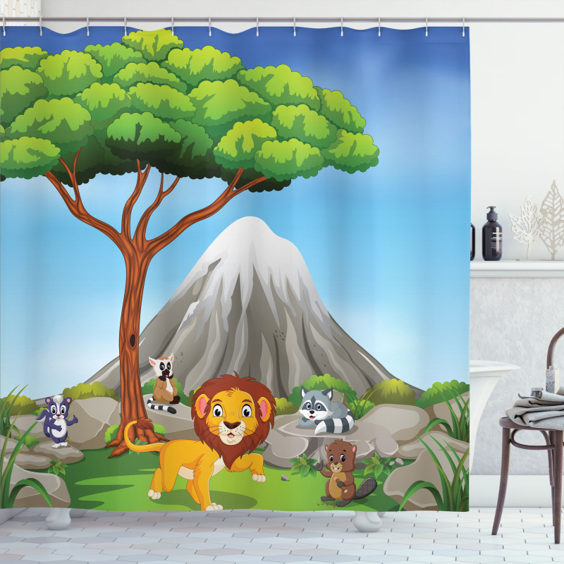 Animals Volcano Shower Curtain