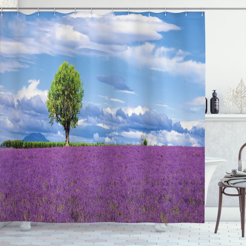 Lavender Field Tree Shower Curtain