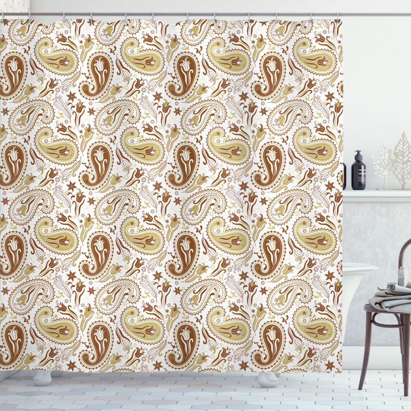 Floral Paisley Tulips Shower Curtain