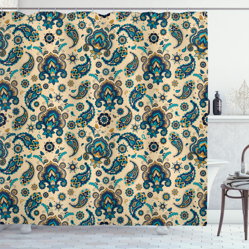 Vintage Colorful Floral Shower Curtain