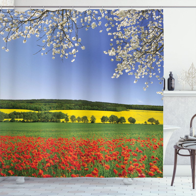 Poppy Field Landscape Shower Curtain