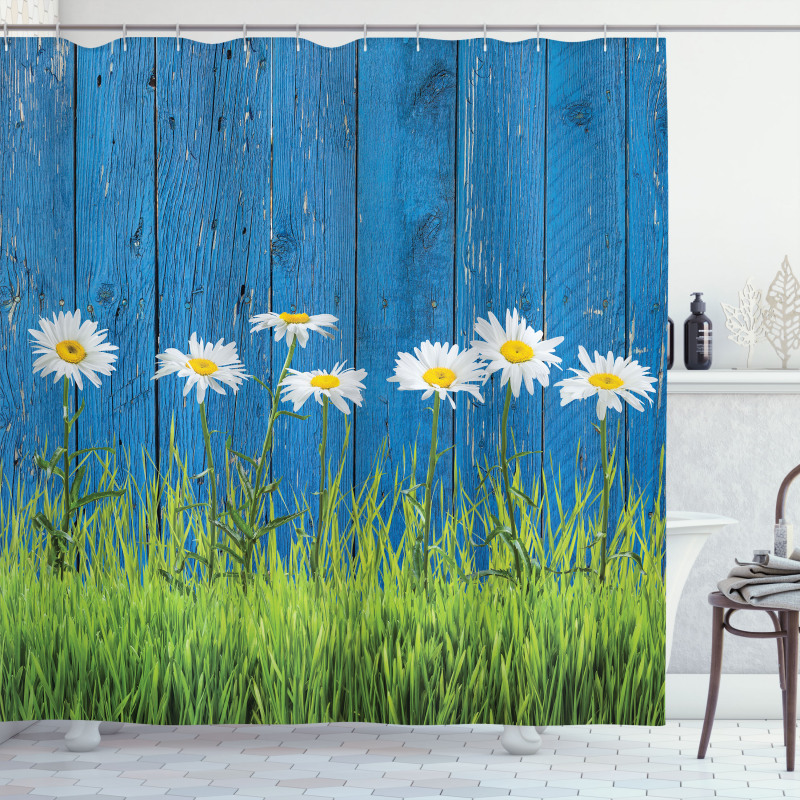 Spring Grass and Daisy Shower Curtain