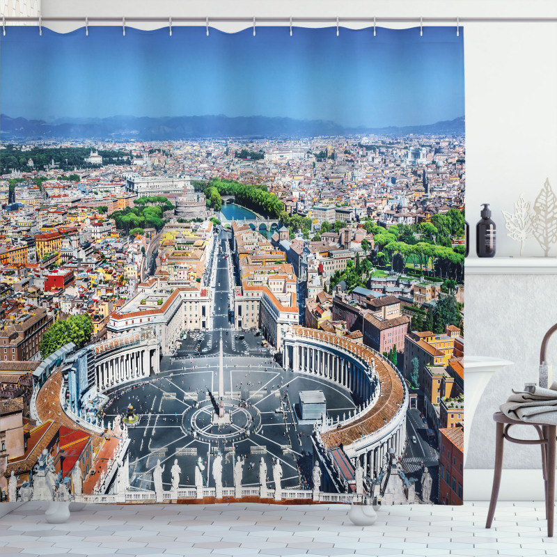 Square in Rome Cityscape Shower Curtain