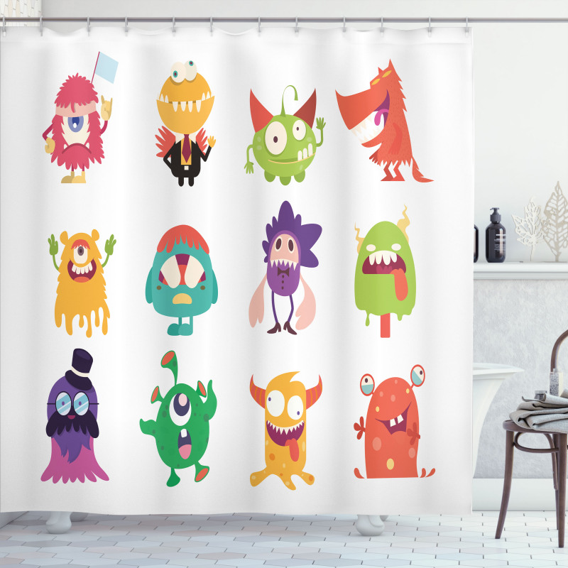 Funny Monsters Cartoon Art Shower Curtain