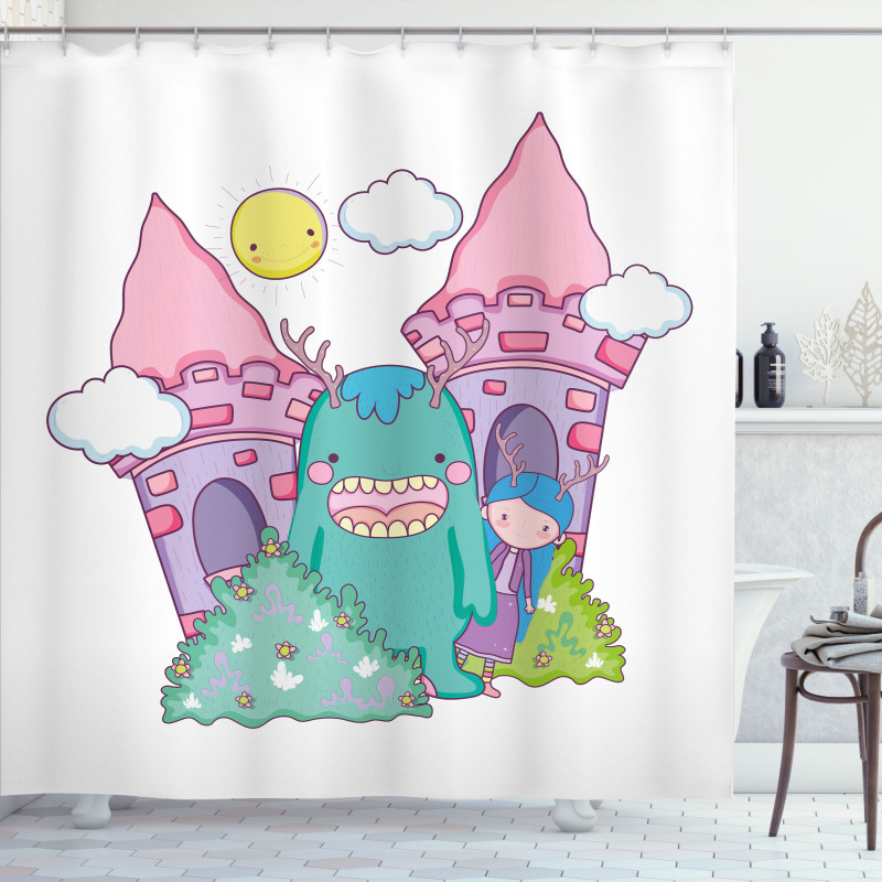 Little Girl Monster Castle Shower Curtain