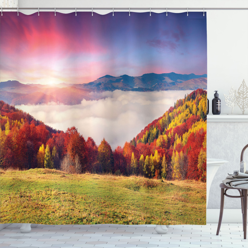 Fall Morning Mountain Shower Curtain