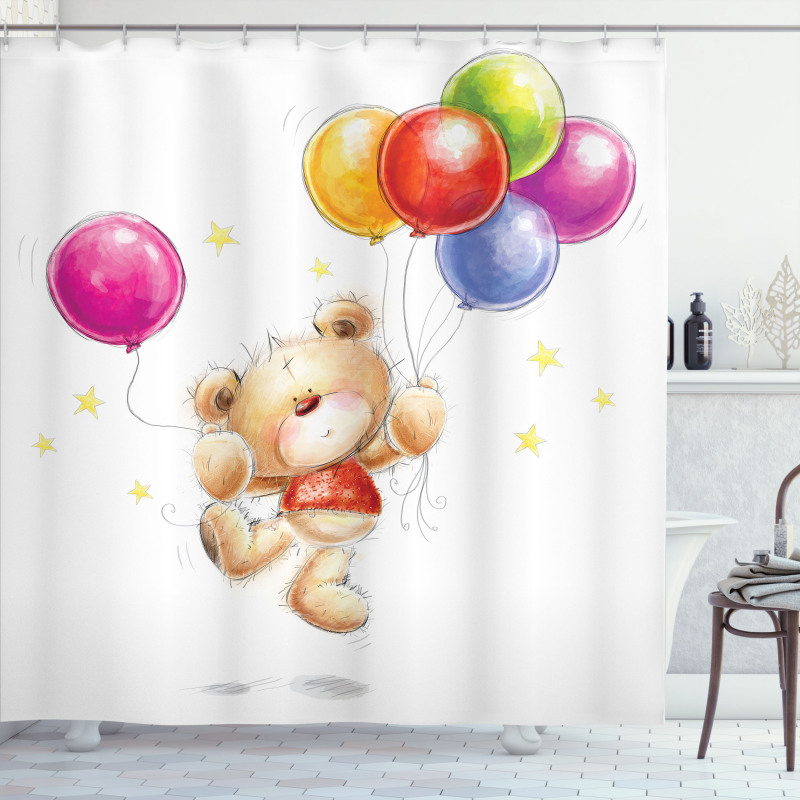 Teddy Bear with Baloon Shower Curtain