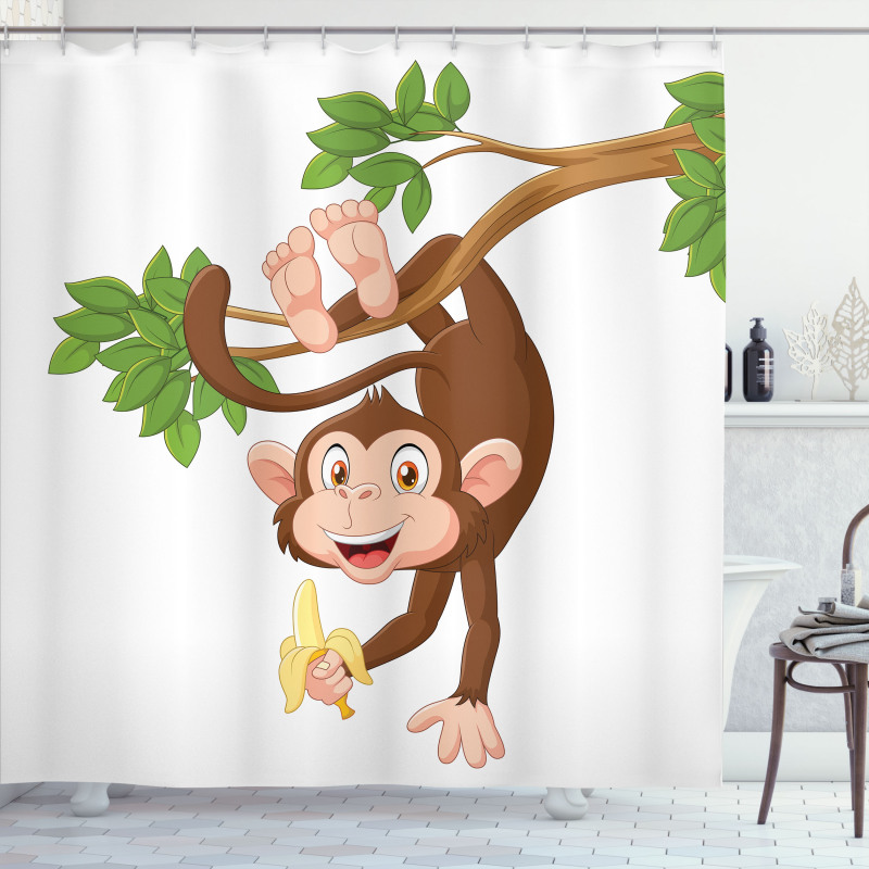 Monkey with Banana Tree Shower Curtain