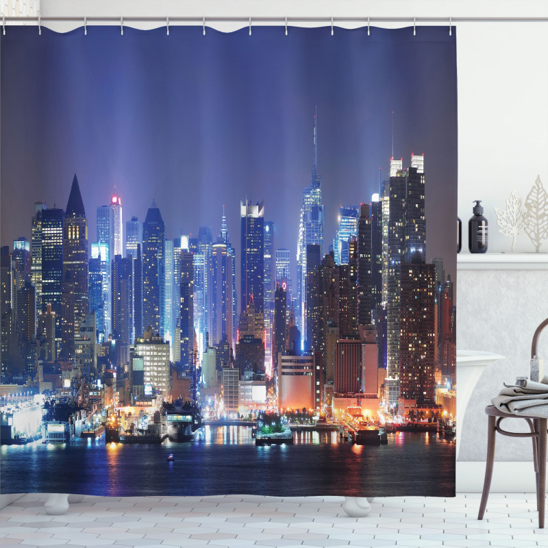 River and Skyline Photo Shower Curtain