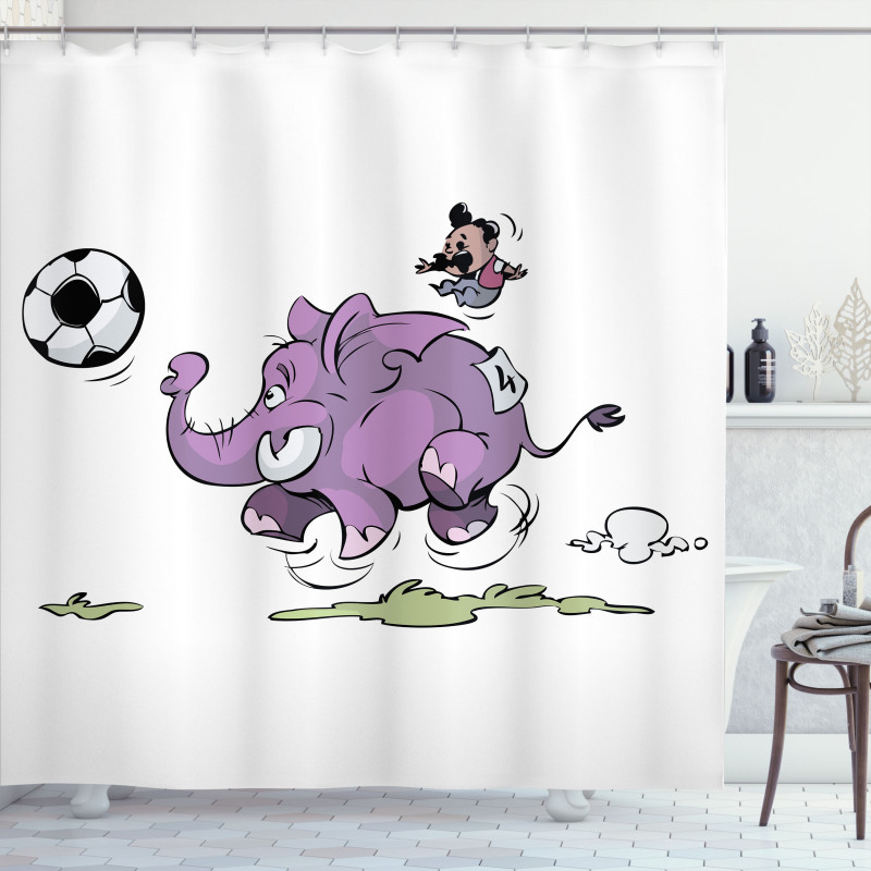 Elephant Playing Soccer Shower Curtain