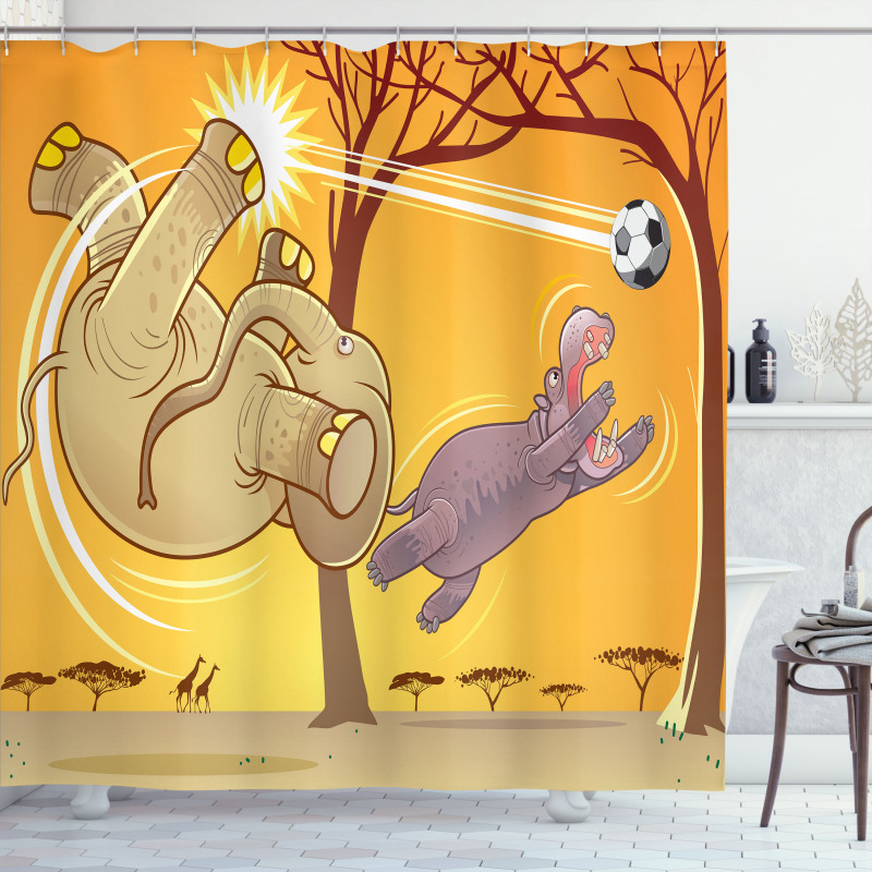 Elephant and Hippo Ball Shower Curtain