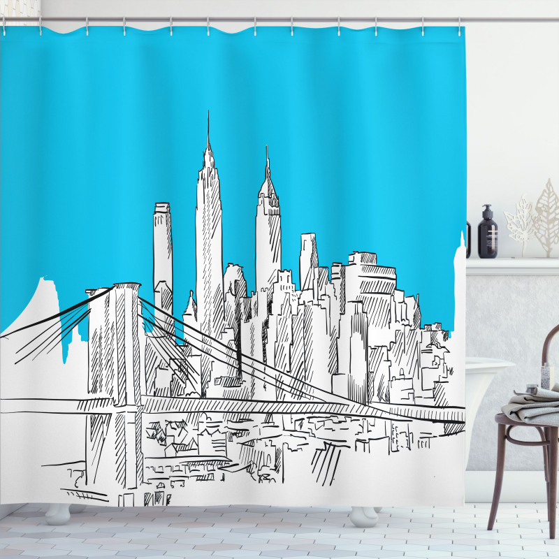 Pencil Drawn Brooklyn Shower Curtain