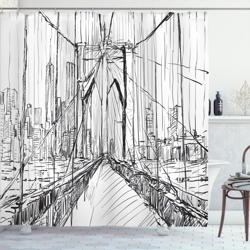 Creative Bridge Drawing Shower Curtain