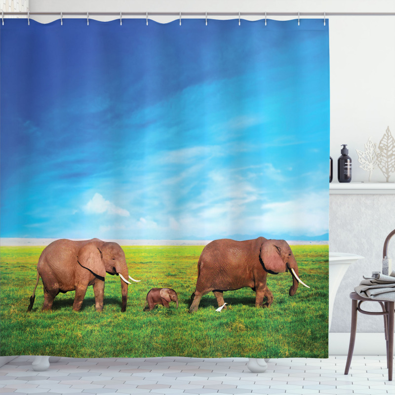 Elephant Family Africa Shower Curtain