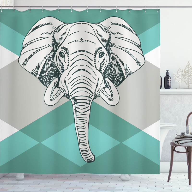 Minimalist Boho Elephant Shower Curtain