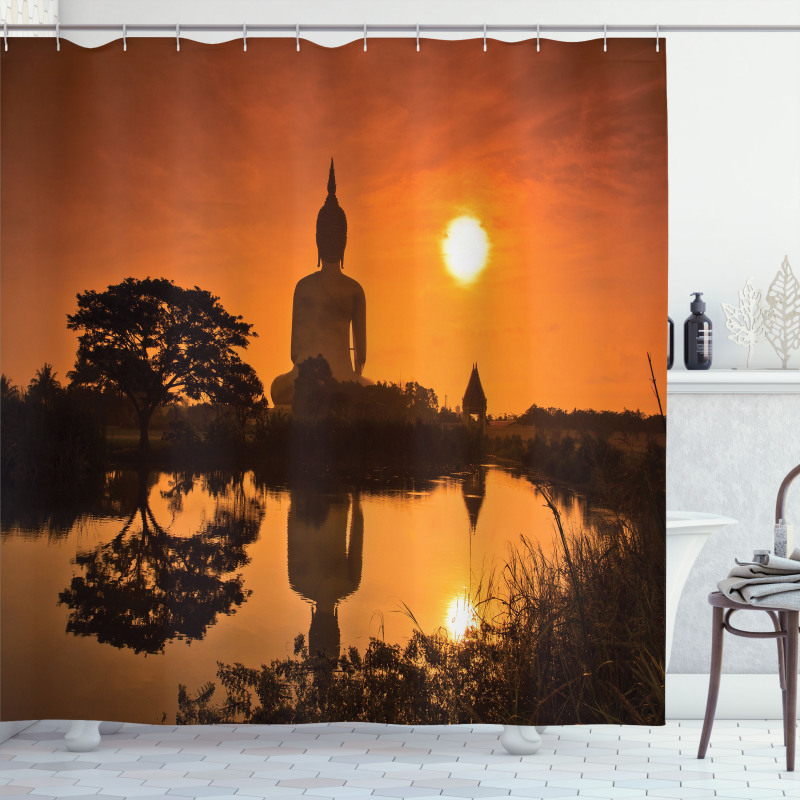 River Sunset Thai Culture Shower Curtain