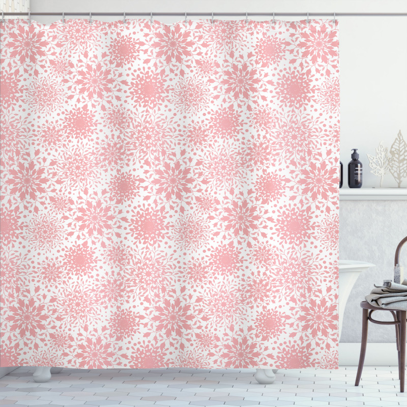 Monochrome Simplistic Floral Shower Curtain