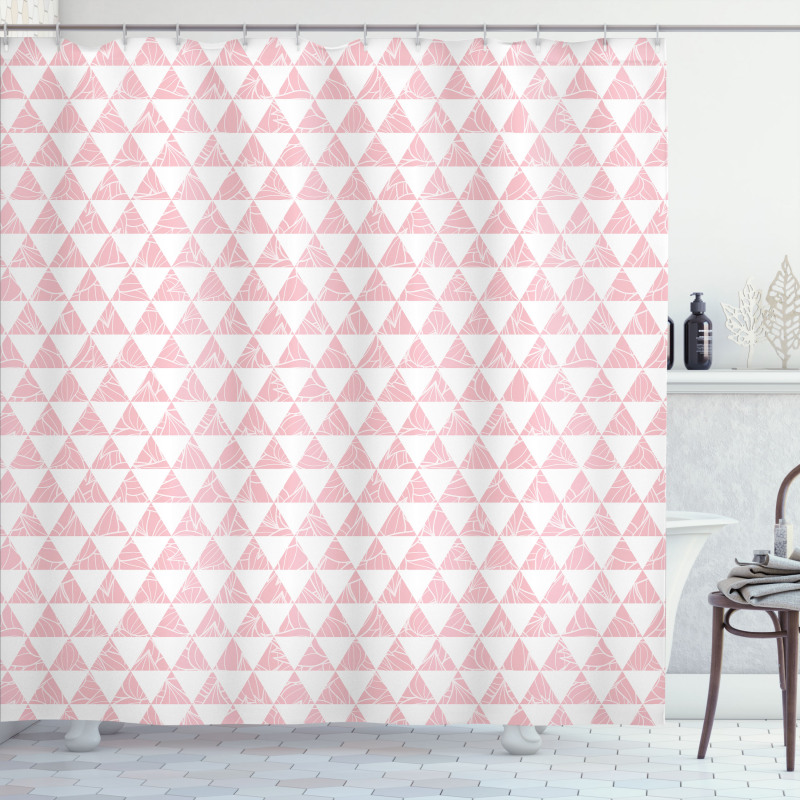 Monochrome Retro Triangles Shower Curtain