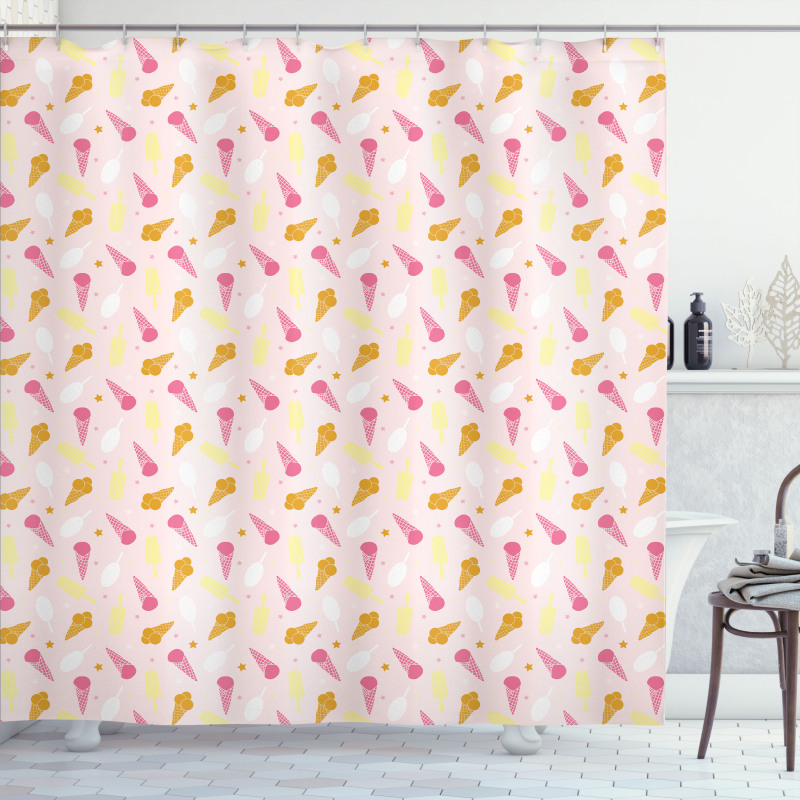 Ice Cream Cones Stars Desert Shower Curtain