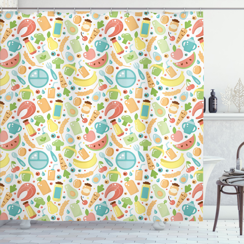 Baby Food Banana Watermelon Shower Curtain