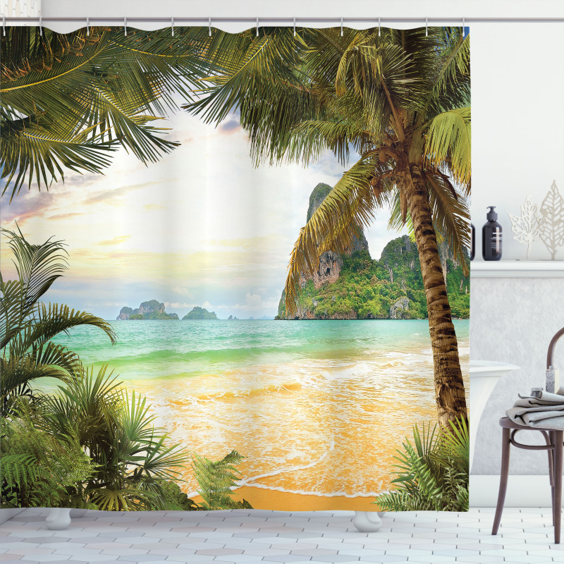 Palm Coconut Trees Beach Shower Curtain