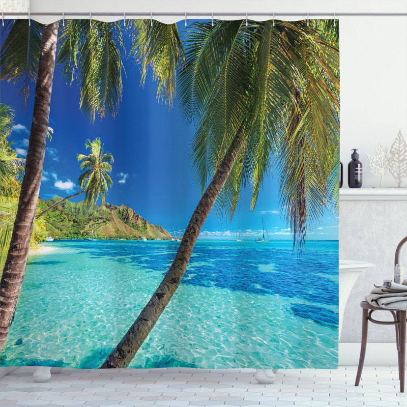 Palm Trees Sea Beach Shower Curtain