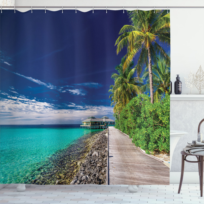 Beach Palm Trees Sky Shower Curtain