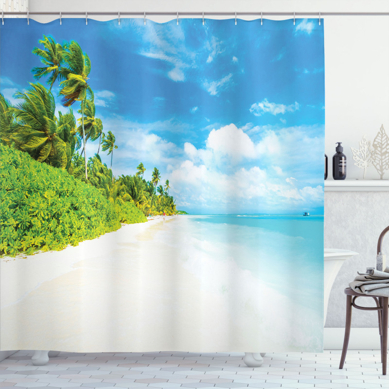 Beach Sea Exotic Palms Shower Curtain