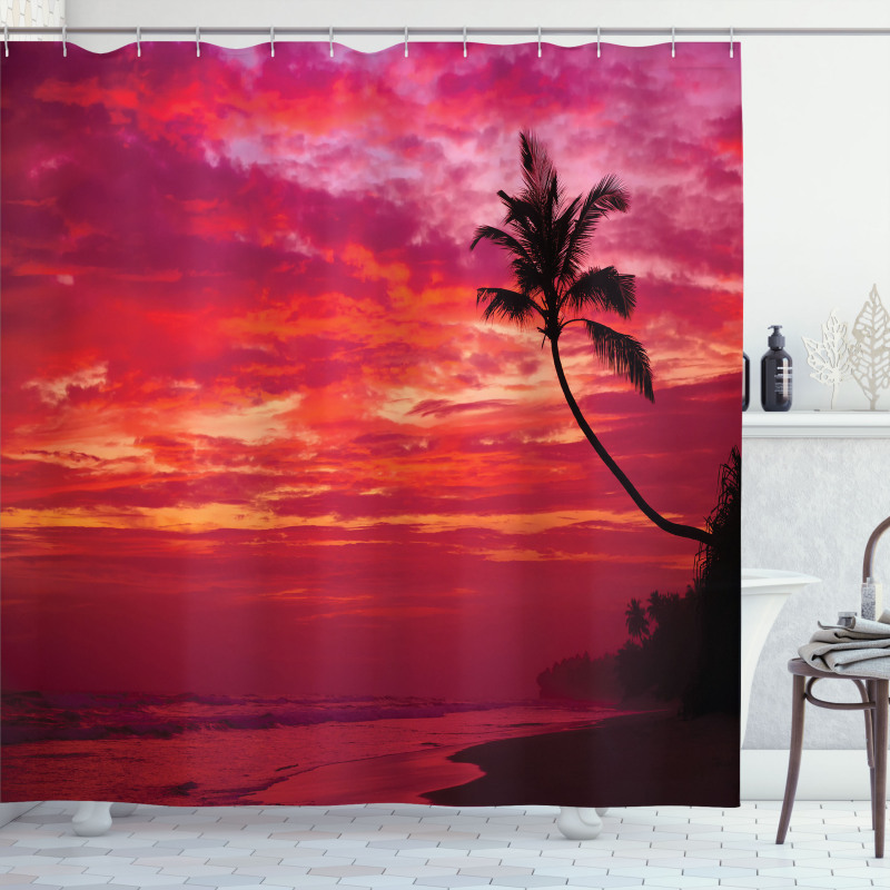 Tropical Island Beach Palms Shower Curtain