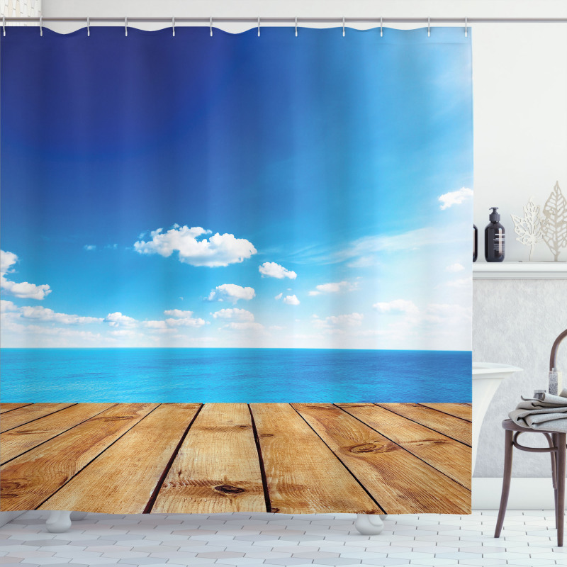 Seascape Cloudy Beach Shower Curtain