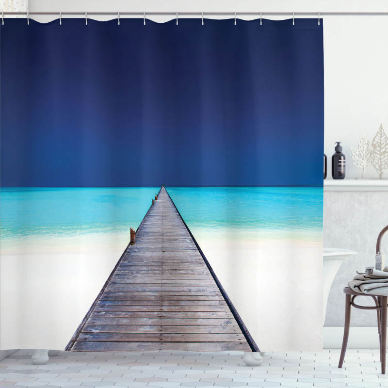 Wooden Path into Ocean Shower Curtain