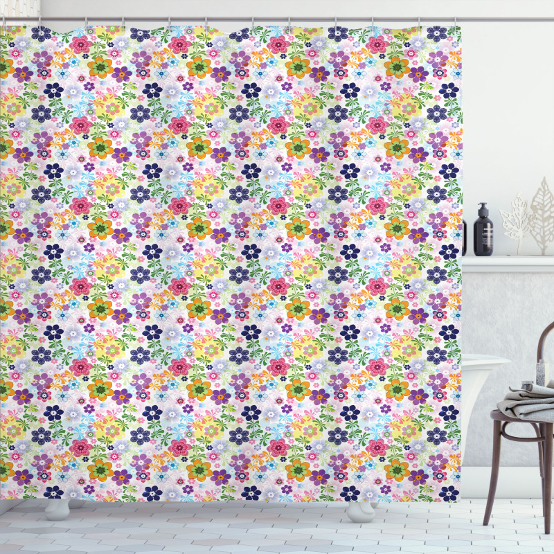 Colorful Translucent Flowers Shower Curtain