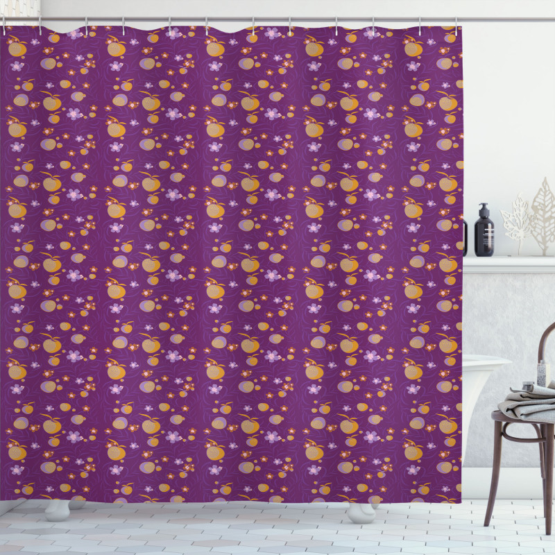 Flowers Leaves and Fruits Shower Curtain