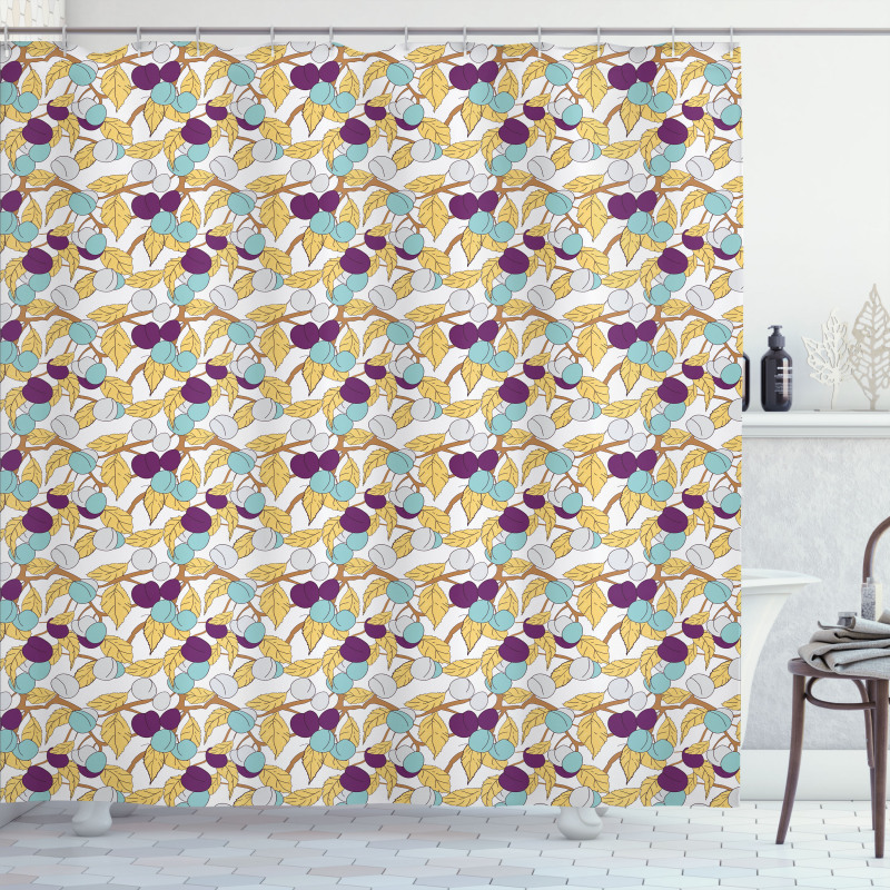 Colorful Fruits and Leaves Shower Curtain