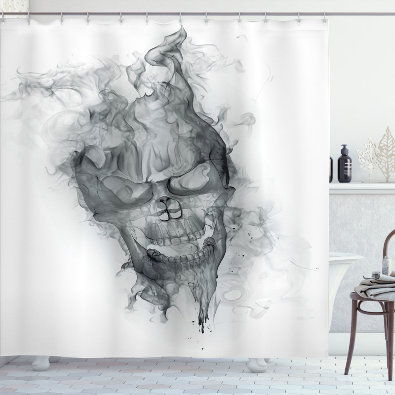 Smoky Skull Grungy Art Shower Curtain