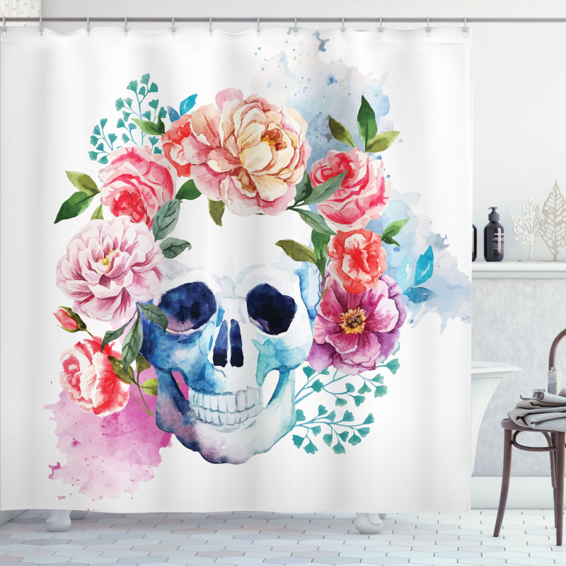 Floral Colorful Skeleton Shower Curtain
