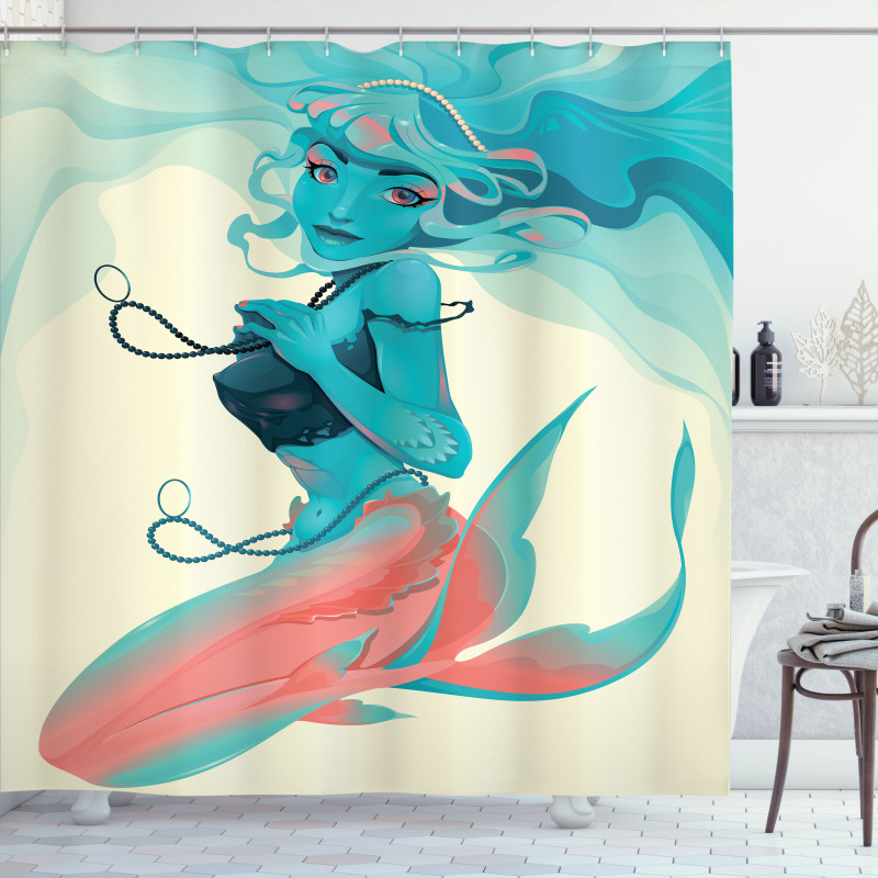 Gothic Mermaid Portrait Shower Curtain