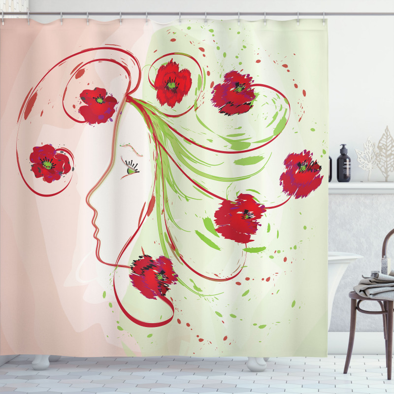 Watercolor Poppy Shower Curtain