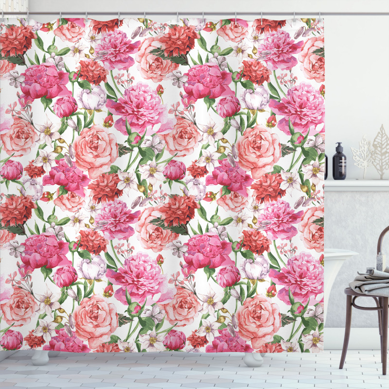 Peonies and Roses Shower Curtain