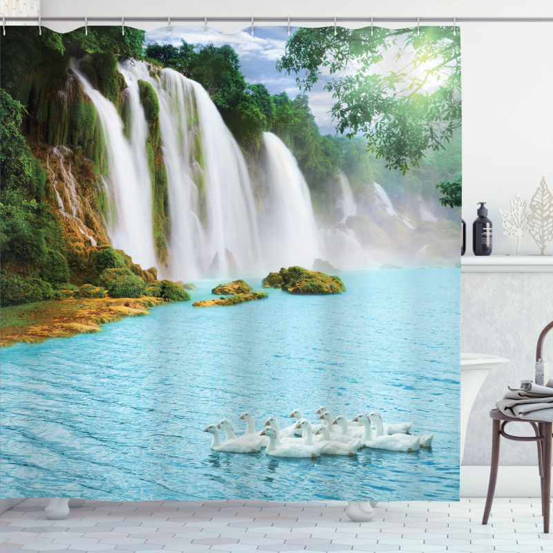 Lake and Swans Nature Shower Curtain