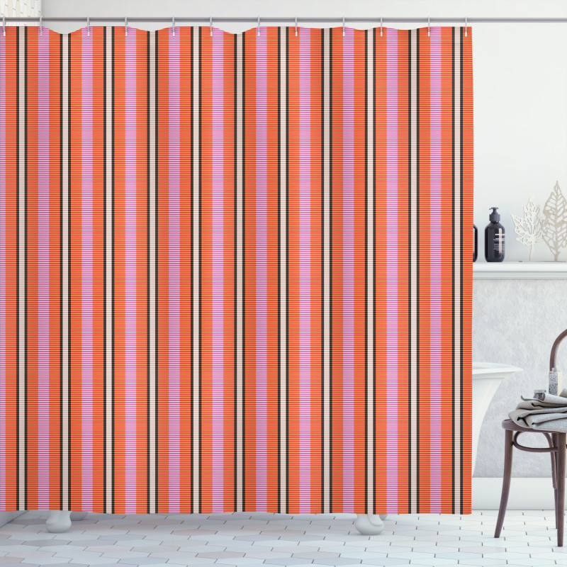 Rhythmic Stripes Pattern Shower Curtain