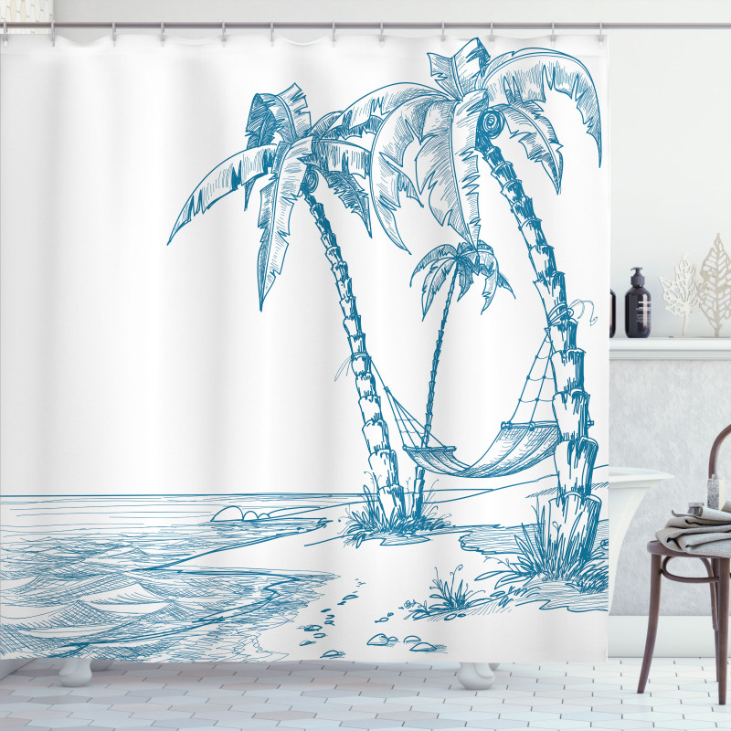 Palm Trees at Beach Shower Curtain